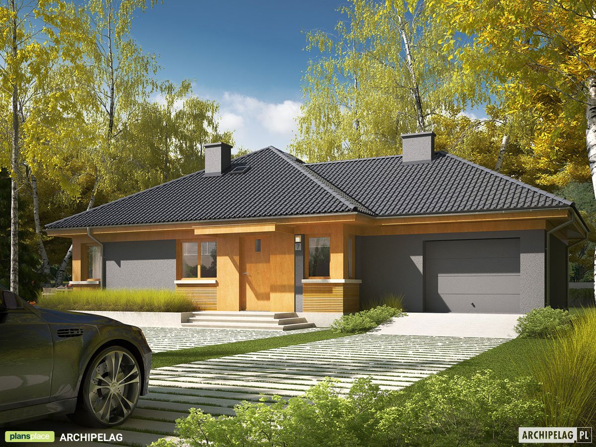 Vienstāva mājas projekts 119 m²: 3 Guļamistabas, 2 Vannasistabas, Garāža