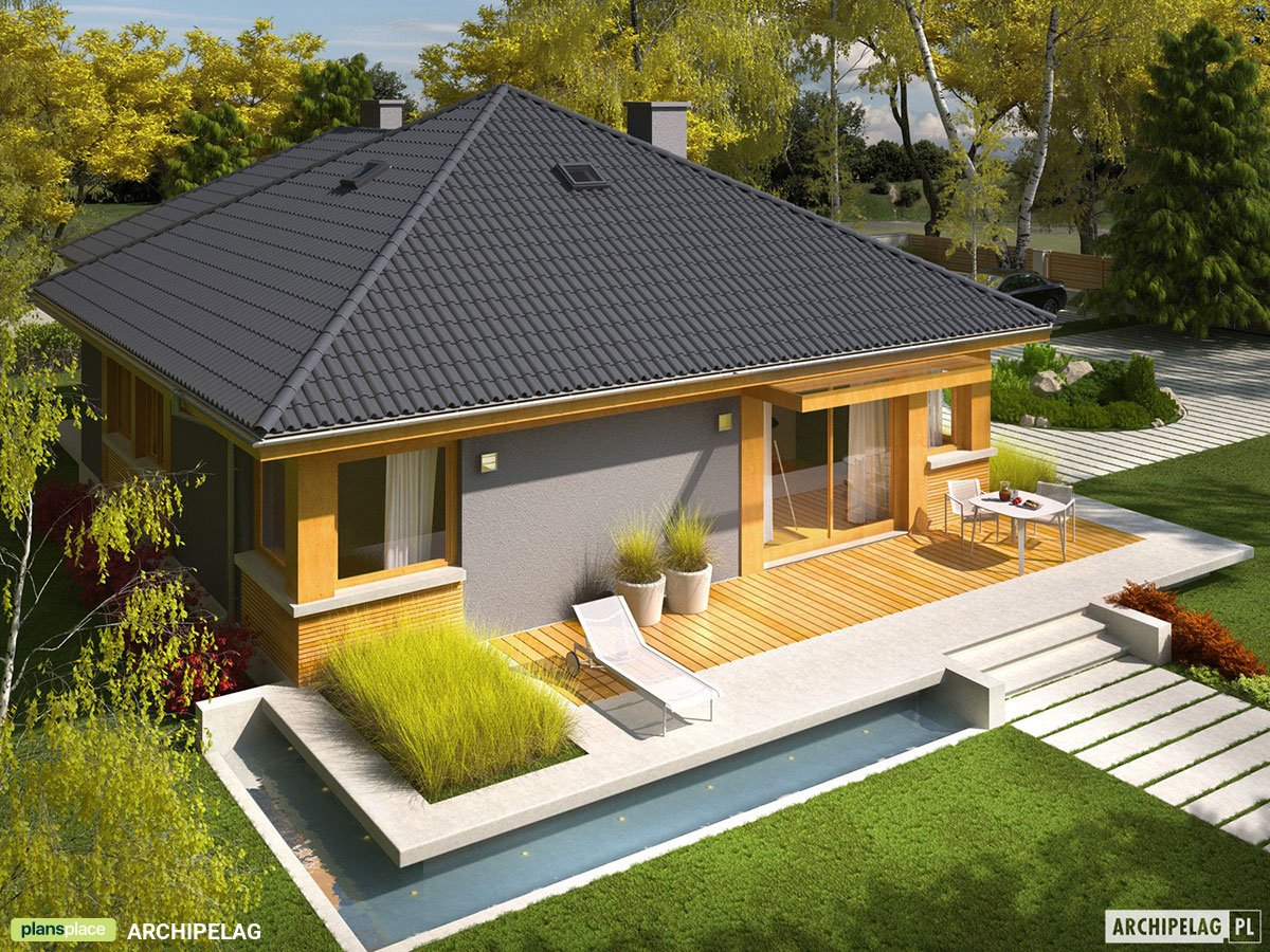 Vienstāva mājas projekts 119 m²: 3 Guļamistabas, 2 Vannasistabas, Garāža
