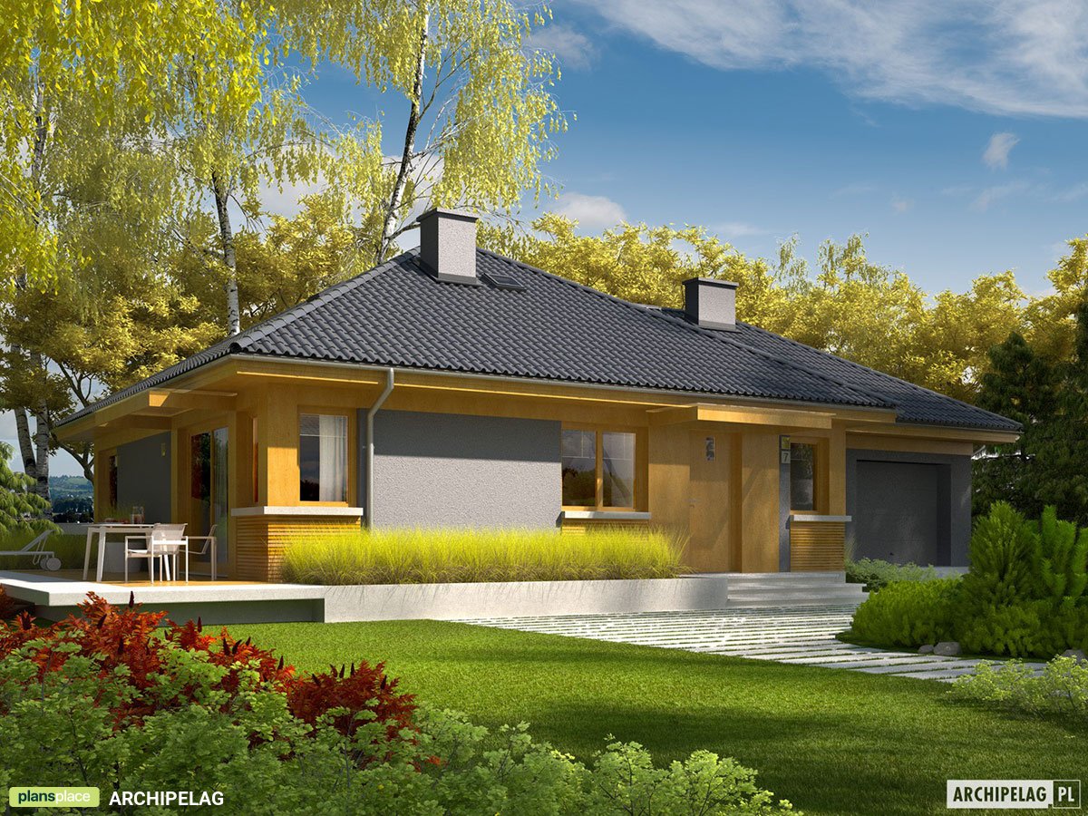 Vienstāva mājas projekts 119 m²: 3 Guļamistabas, 2 Vannasistabas, Garāža