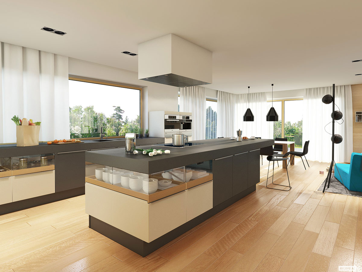 Mājas projekts ar mansardu 207 m²: 3 Guļamistabas, Darba istaba, 2 Vannasistabas, Garāža
