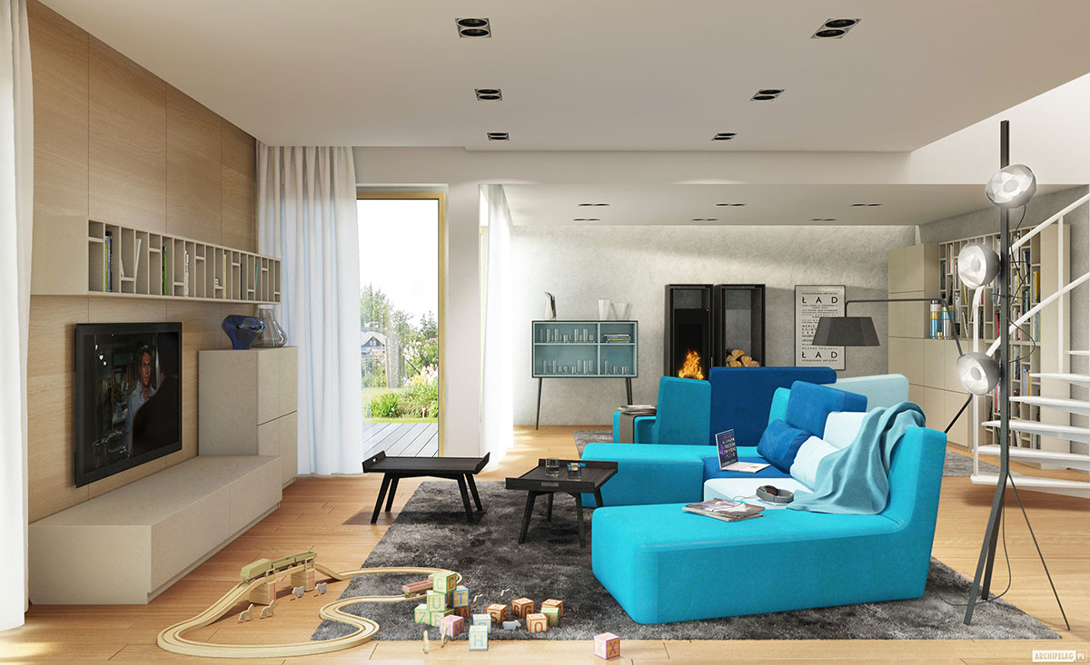 Mājas projekts ar mansardu 207 m²: 3 Guļamistabas, Darba istaba, 2 Vannasistabas, Garāža