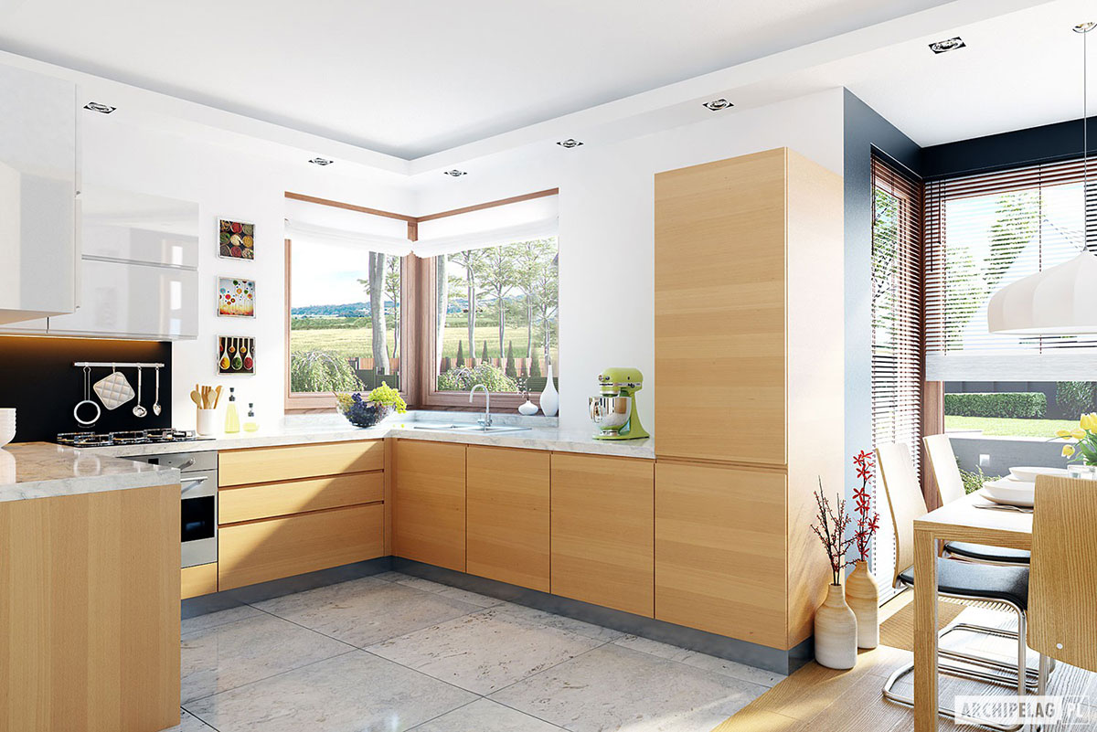 Mājas projekts ar mansardu 161 m²: 3 Guļamistabas, Darba istaba, 2 Vannasistabas, Garāža