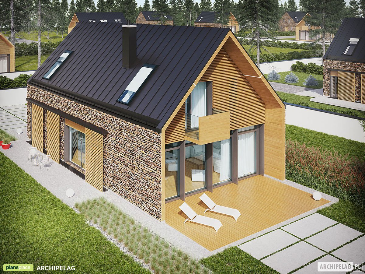 Mājas projekts ar mansardu 160 m²: 3 Guļamistabas, Darba istaba, 3 Vannasistabas, bez Garāžas