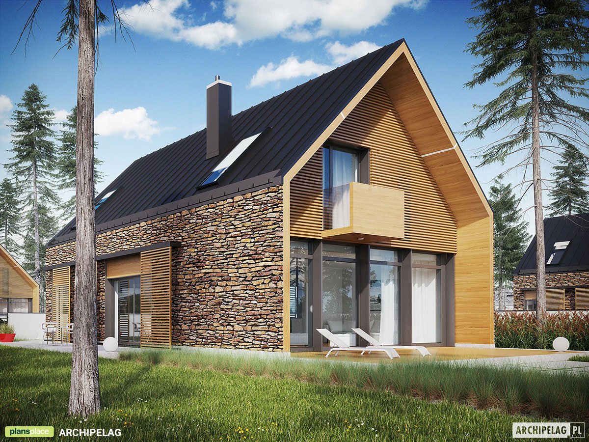 Mājas projekts ar mansardu 160 m²: 3 Guļamistabas, Darba istaba, 3 Vannasistabas, bez Garāžas