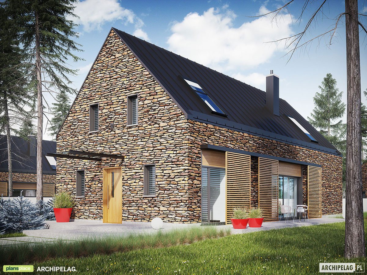Mājas projekts ar mansardu 160 m²: 3 Guļamistabas, Darba istaba, 3 Vannasistabas, bez Garāžas