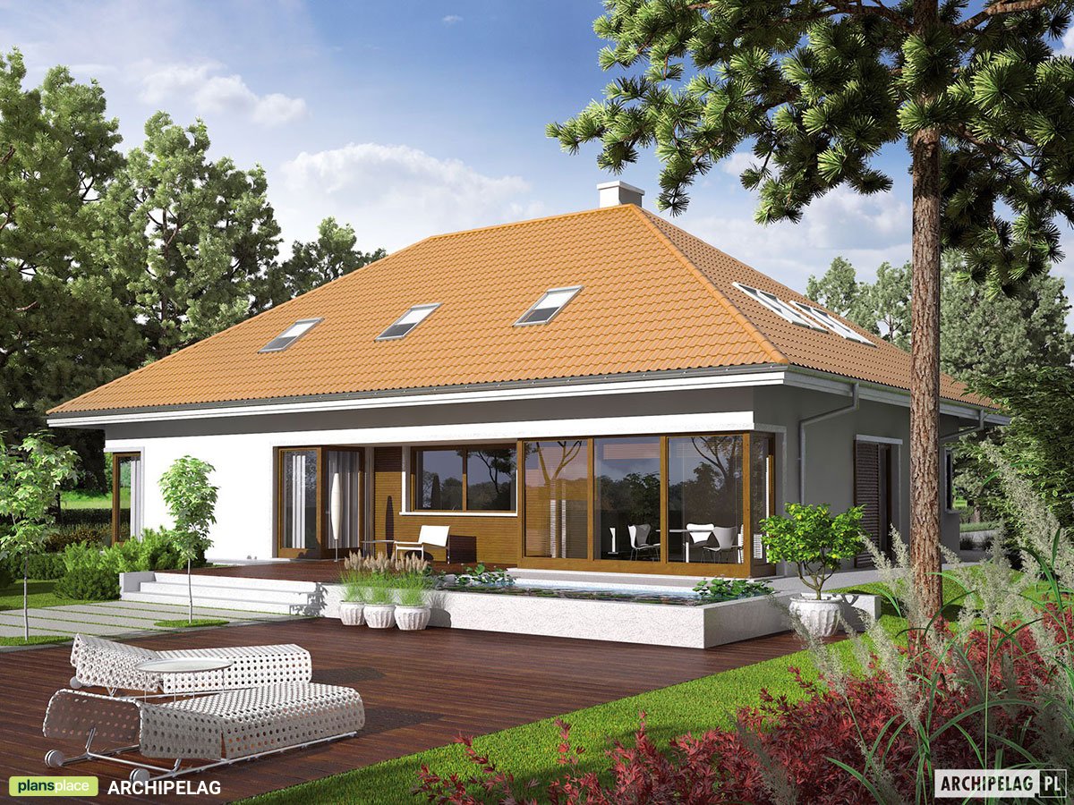 Gambrel Roof House Plan with Angled 2-Car Garage and 4 Beds