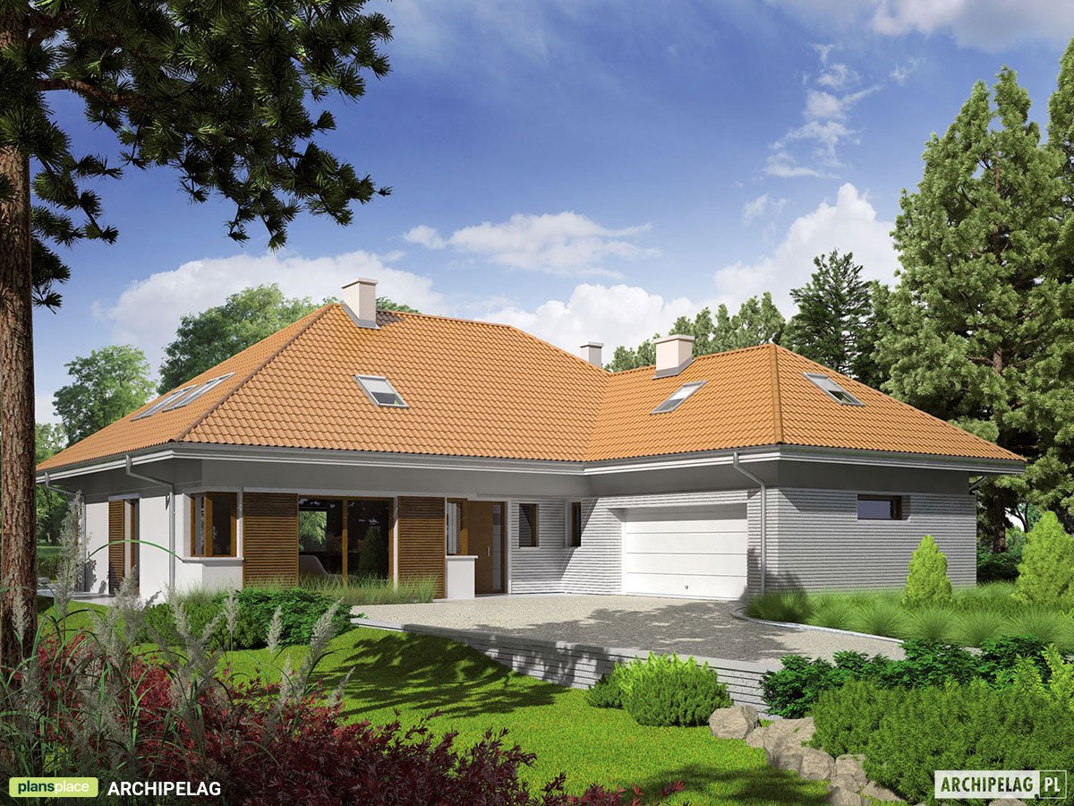 Mājas projekts ar mansardu 228 m²: 4 Guļamistabas, Darba istaba, 3 Vannasistabas, Garāža
