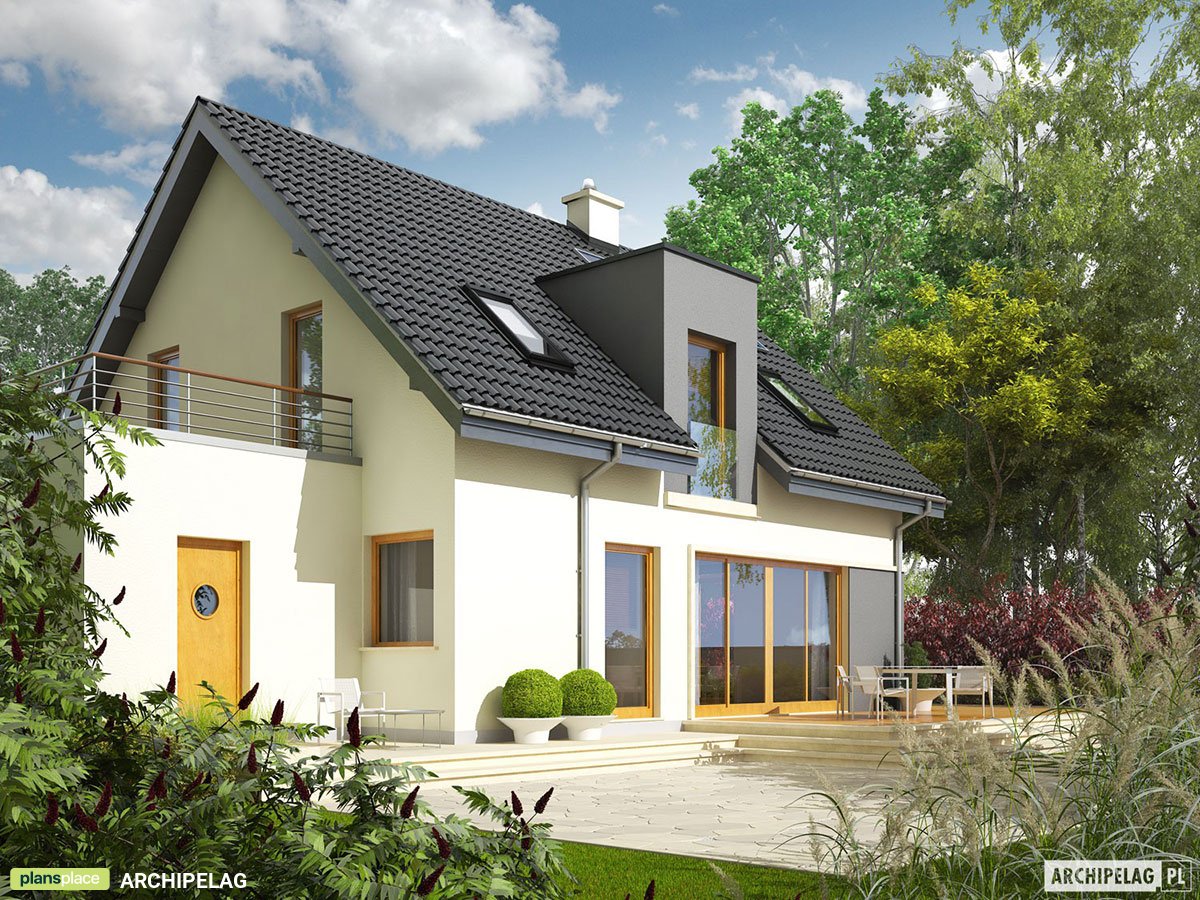 Mājas projekts ar mansardu 154 m²: 3 Guļamistabas, Darba istaba, 2 Vannasistabas, Garāža