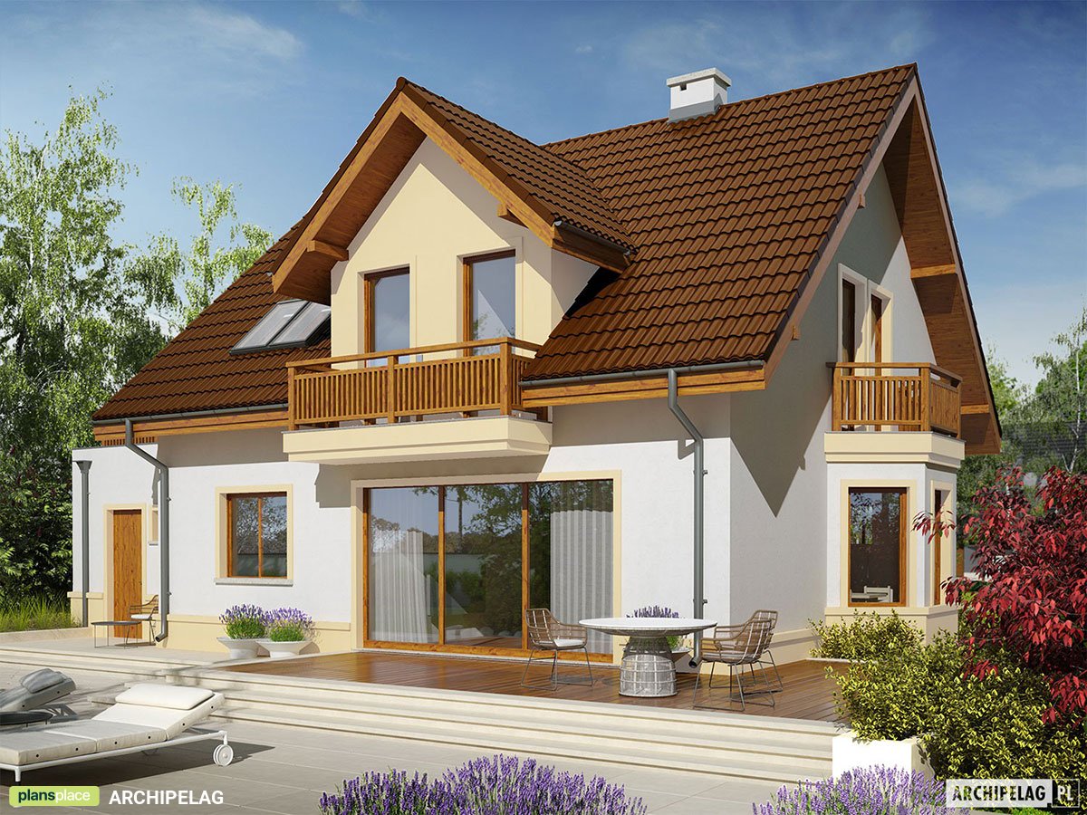 Mājas projekts ar mansardu 157 m²: 3 Guļamistabas, Darba istaba, 2 Vannasistabas, Garāža