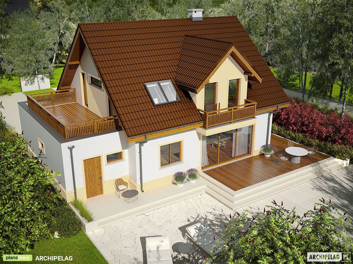 Mājas projekts ar mansardu 157 m²: 3 Guļamistabas, Darba istaba, 2 Vannasistabas, Garāža