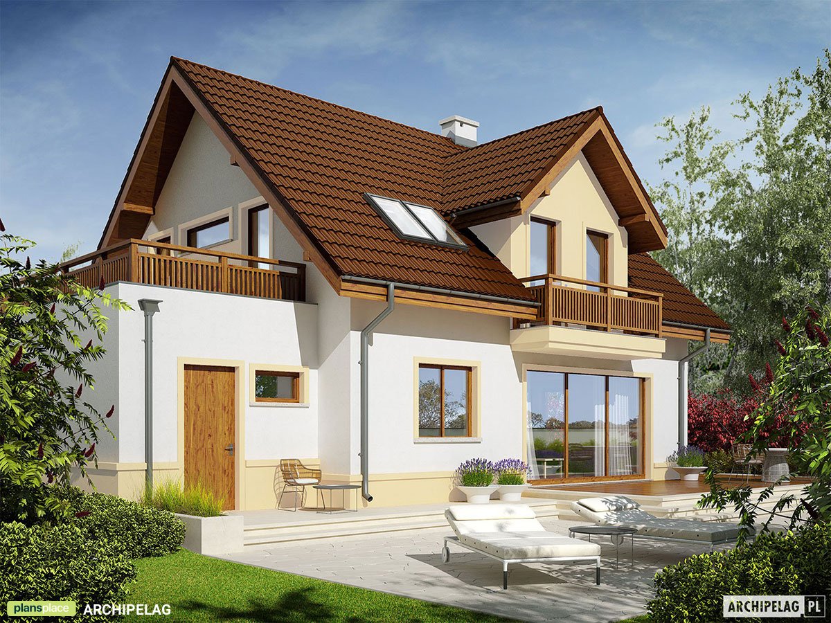 Mājas projekts ar mansardu 157 m²: 3 Guļamistabas, Darba istaba, 2 Vannasistabas, Garāža