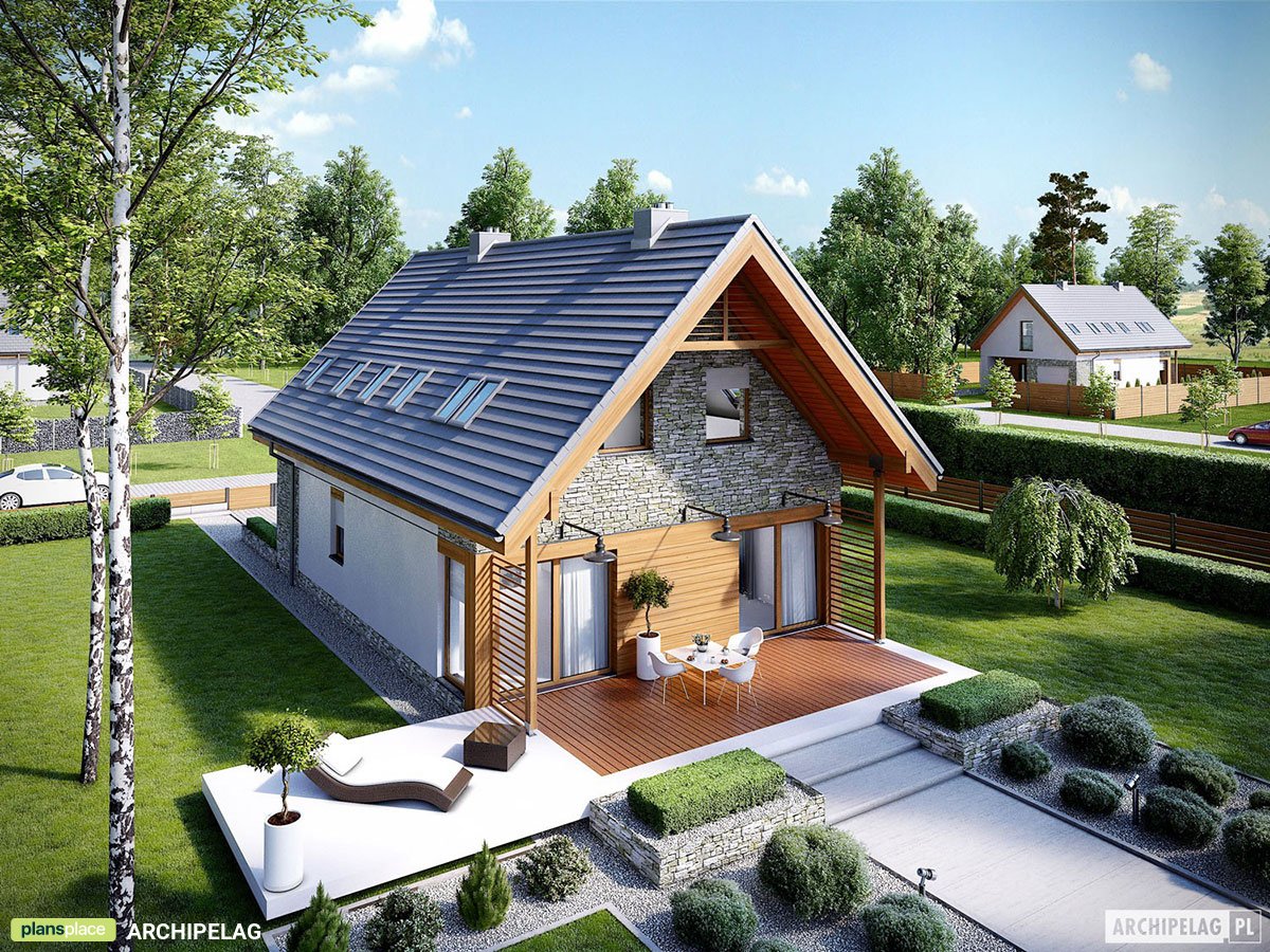 Mājas projekts ar mansardu 137 m²: 3 Guļamistabas, 2 Vannasistabas, Garāža