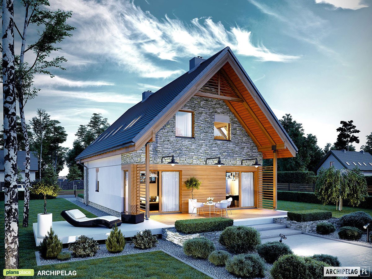 Mājas projekts ar mansardu 137 m²: 3 Guļamistabas, 2 Vannasistabas, Garāža