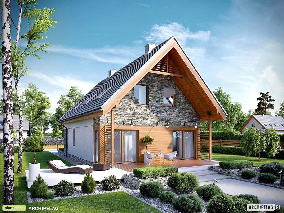 Mājas projekts ar mansardu 137 m²: 3 Guļamistabas, 2 Vannasistabas, Garāža
