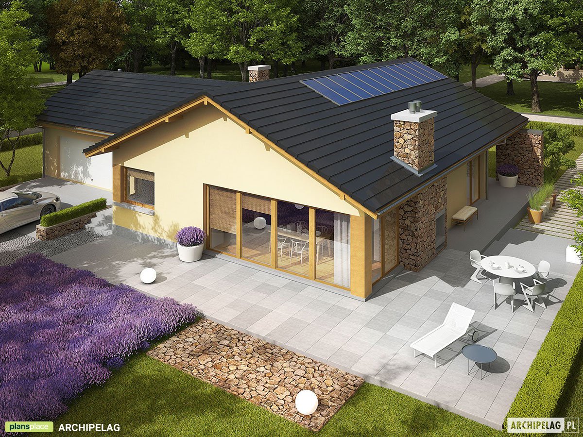 1400 Sq Ft House Plan with 2-Sided Indoor-Outdoor Fireplace