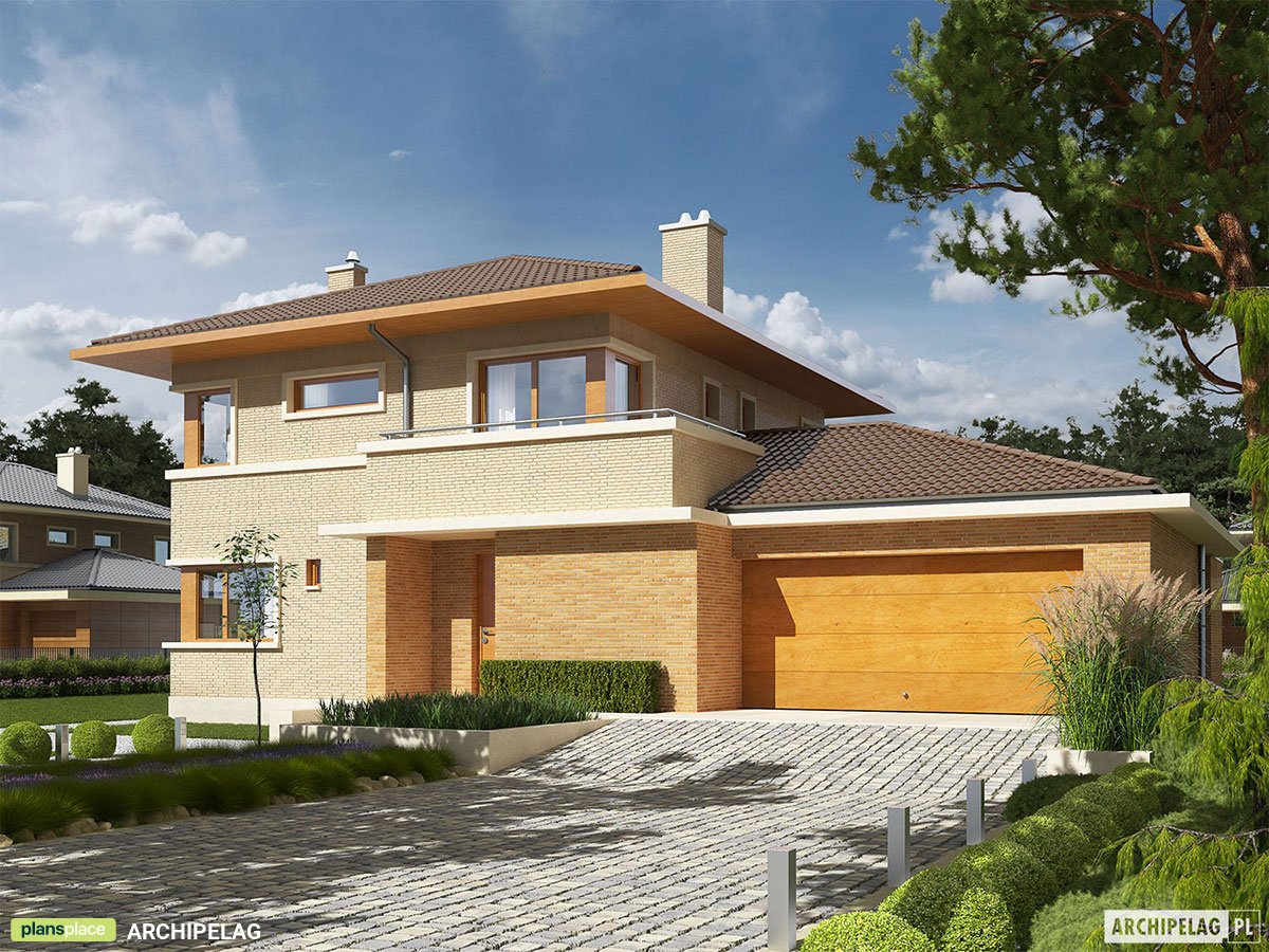 Divstāvu mājas projekts 167 m²: 3 Guļamistabas, 2 Vannasistabas, Atvērta virtuve, Garāža