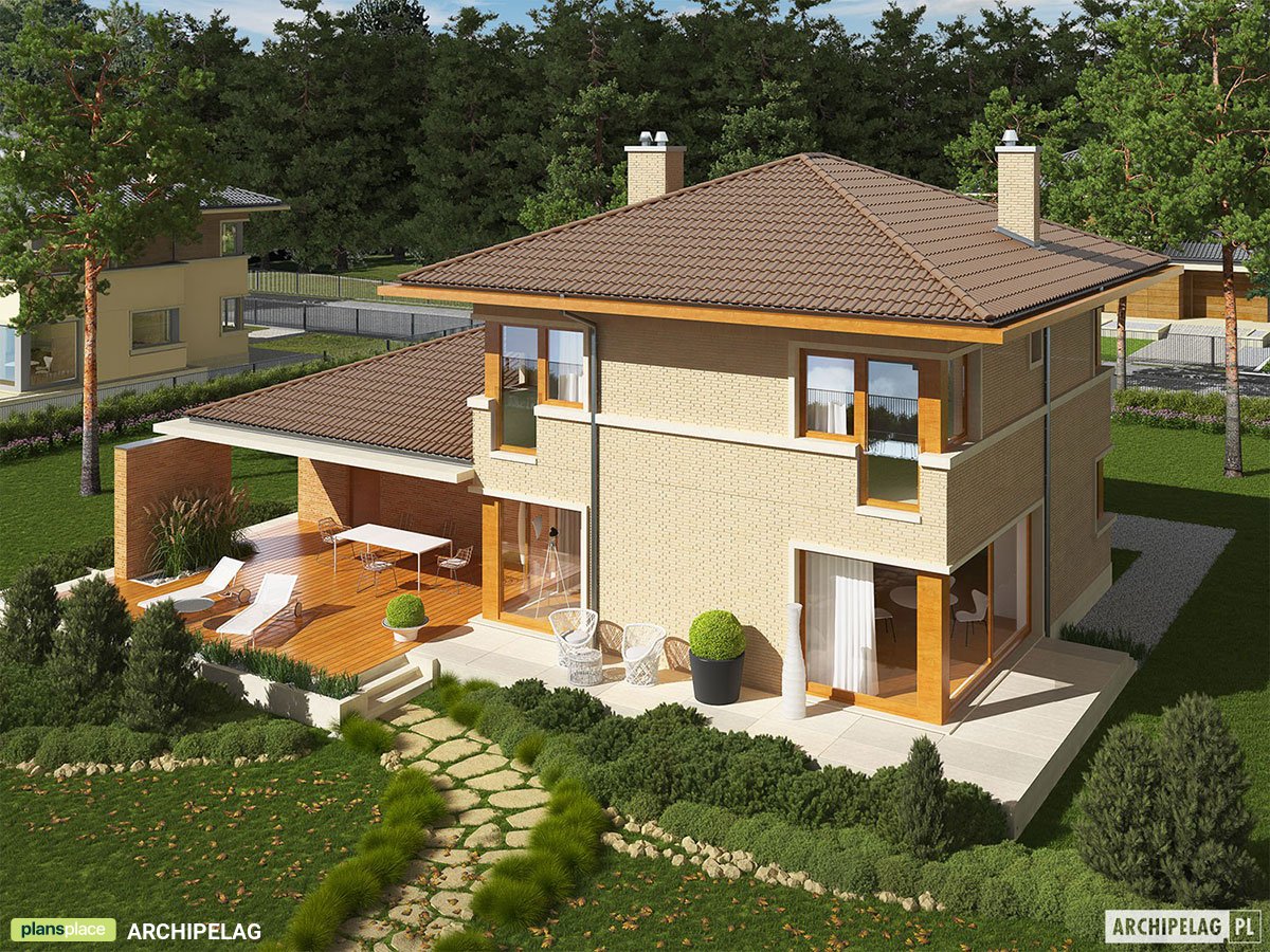 Divstāvu mājas projekts 167 m²: 3 Guļamistabas, 2 Vannasistabas, Atvērta virtuve, Garāža