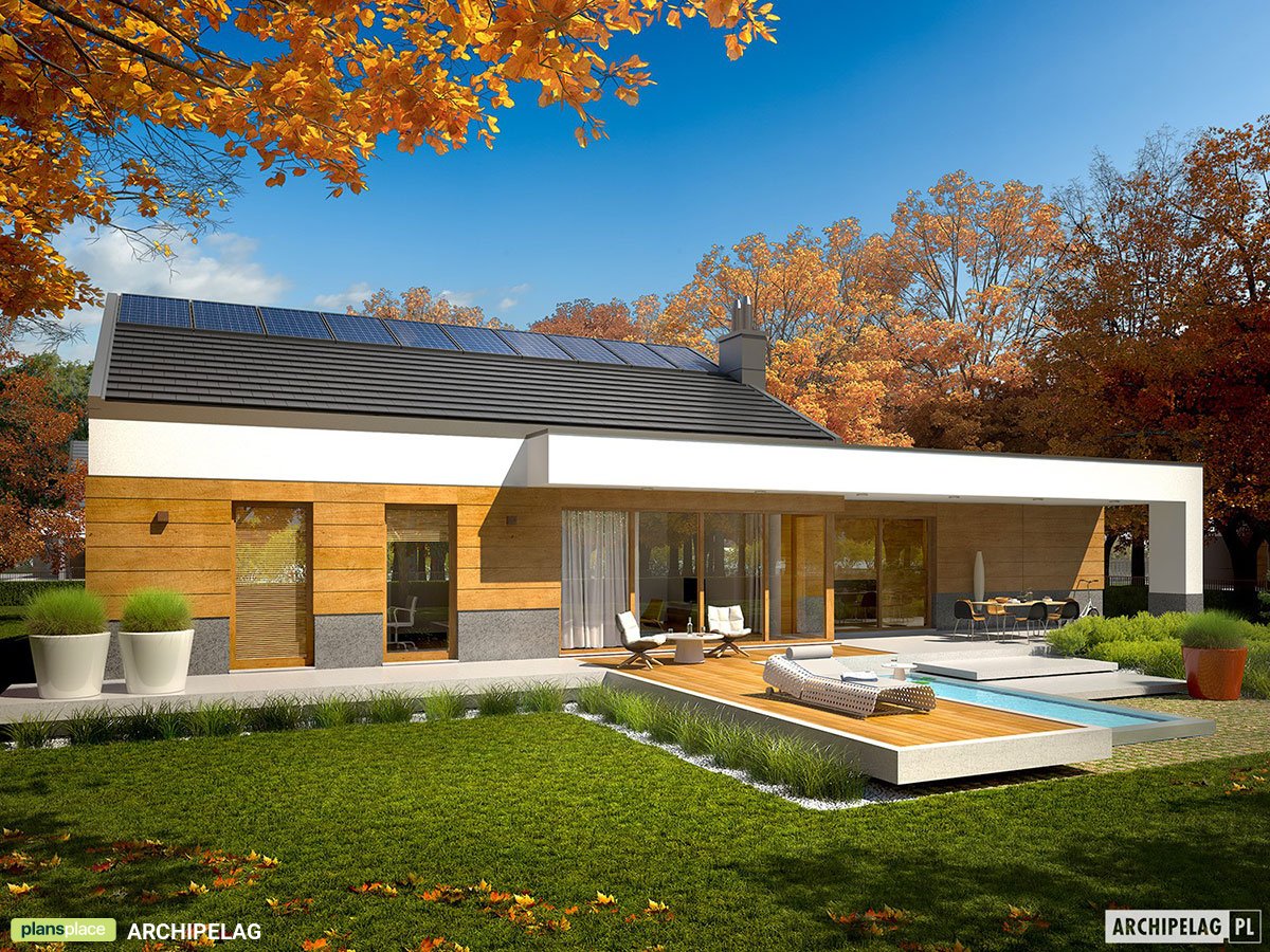Vienstāva mājas projekts 183 m²: 3 Guļamistabas, Darba istaba, 3 Vannasistabas, Garāža