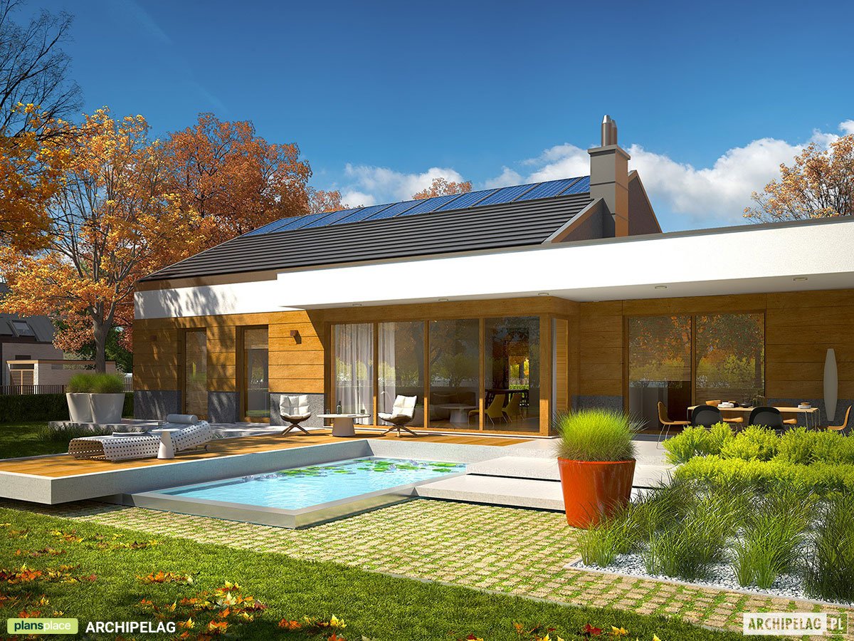 Vienstāva mājas projekts 183 m²: 3 Guļamistabas, Darba istaba, 3 Vannasistabas, Garāža