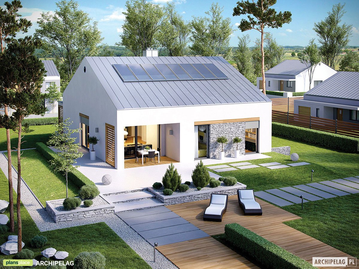 Vienstāva mājas projekts 115 m²: 2 Guļamistabas, 2 Vannasistabas, Garāža