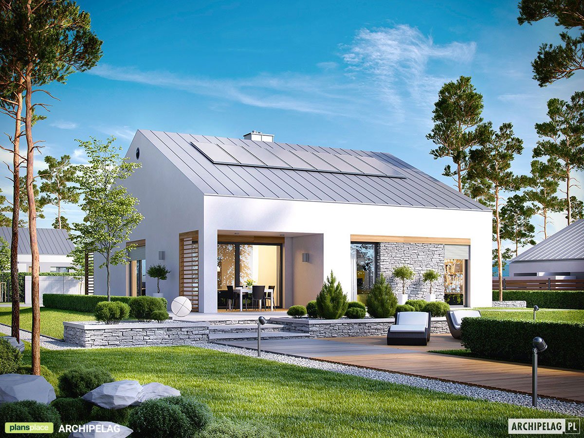 Vienstāva mājas projekts 115 m²: 2 Guļamistabas, 2 Vannasistabas, Garāža