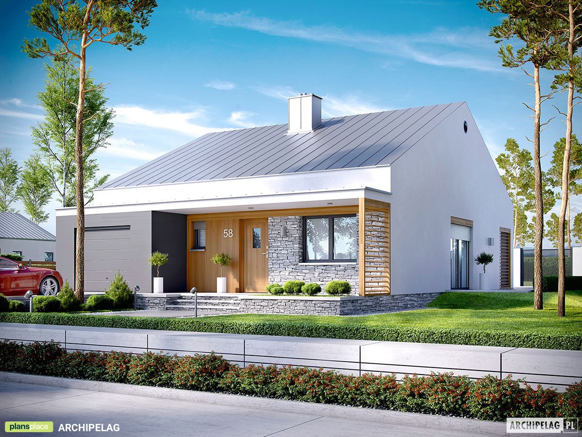 Vienstāva mājas projekts 115 m²: 2 Guļamistabas, 2 Vannasistabas, Garāža