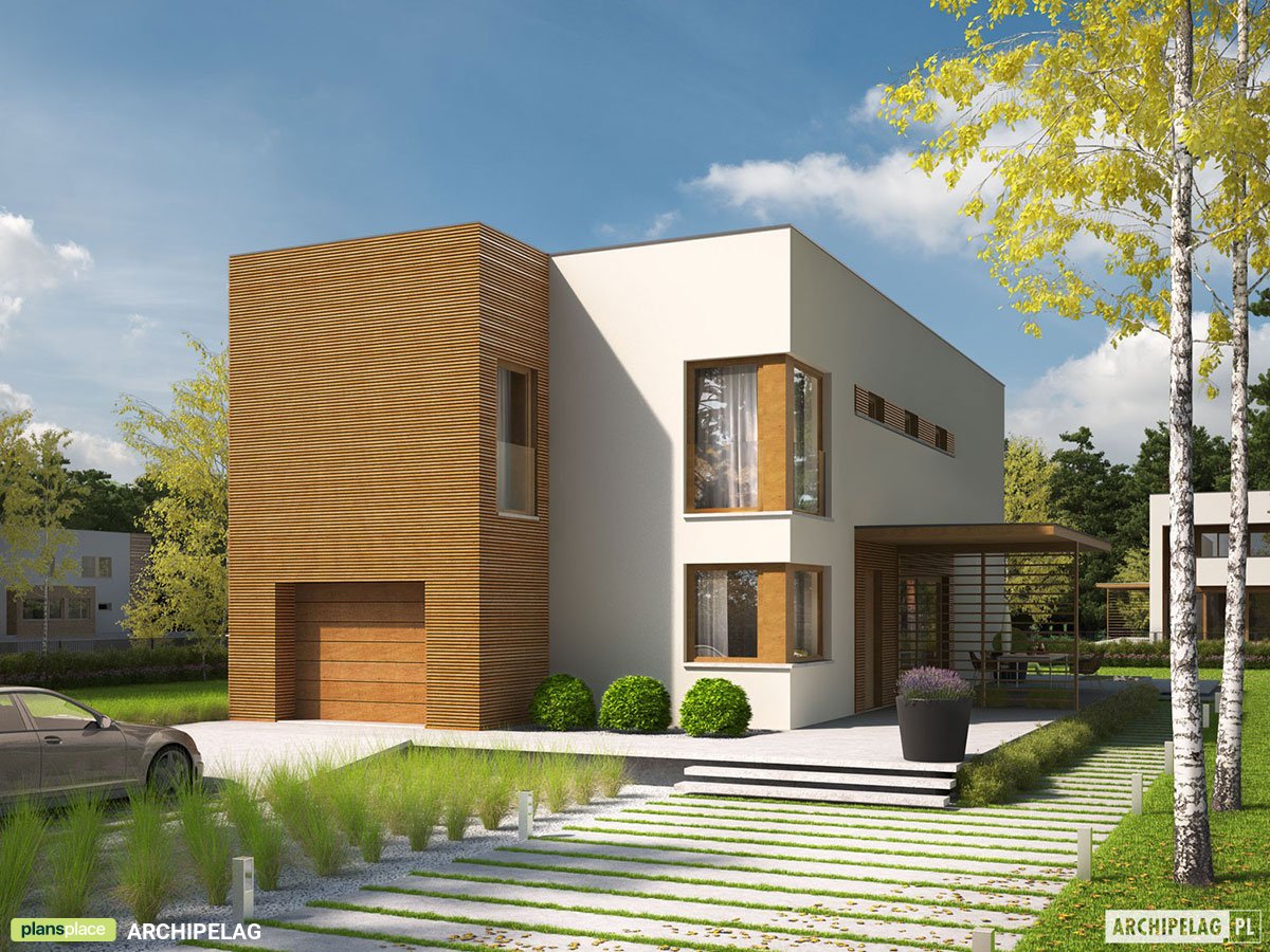 Divstāvu mājas projekts 209 m²: 3 Guļamistabas, Darba istaba, 3 Vannasistabas, Garāža