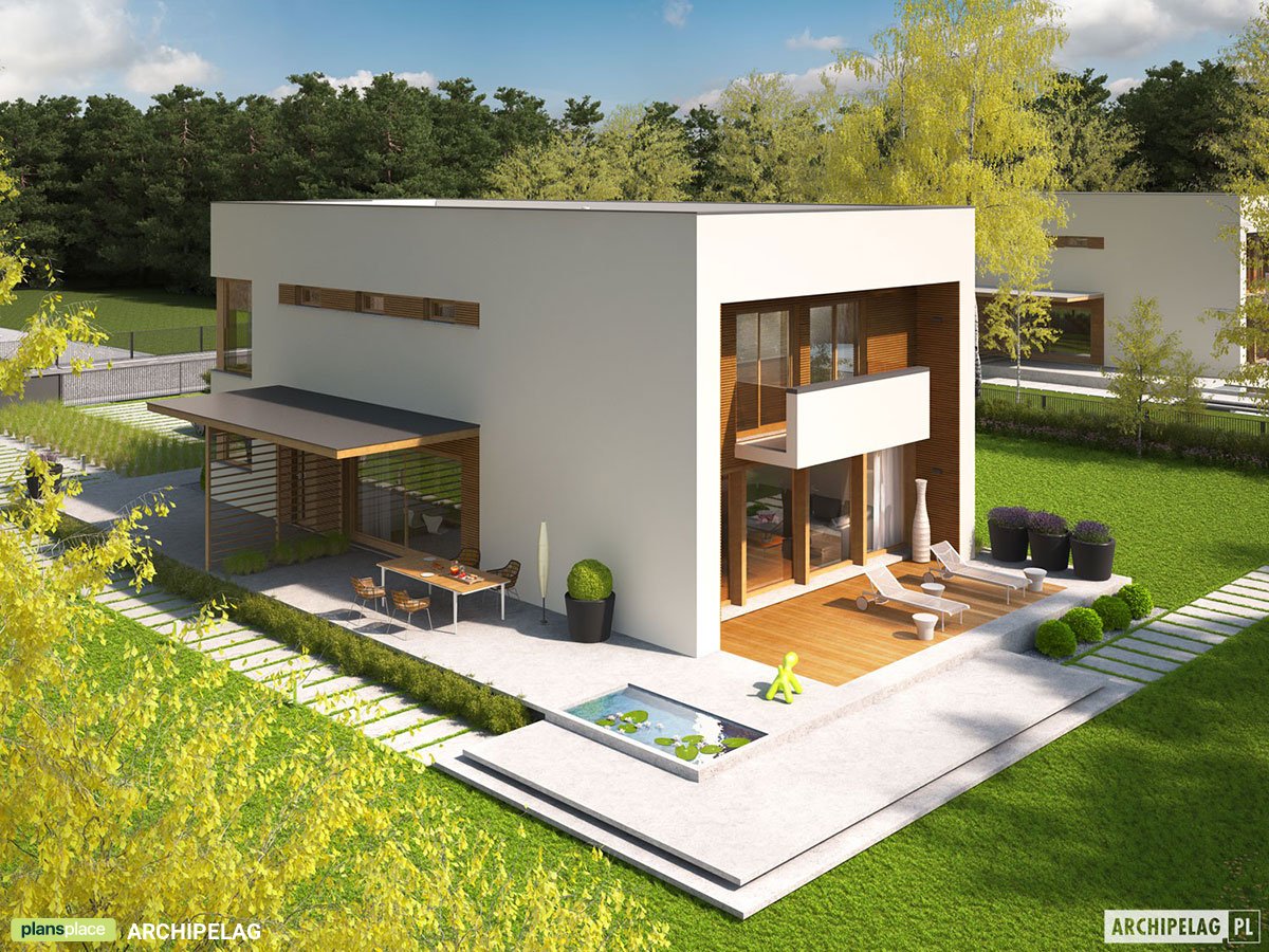 Divstāvu mājas projekts 209 m²: 3 Guļamistabas, Darba istaba, 3 Vannasistabas, Garāža
