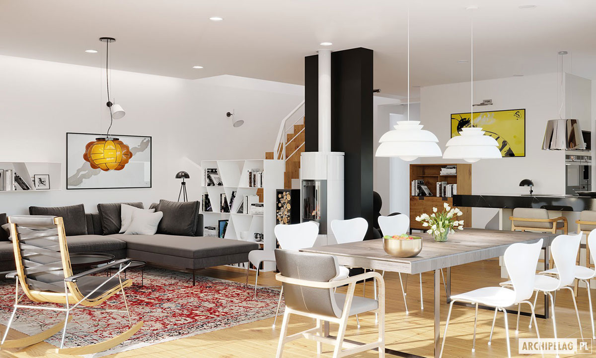 Narrow Lot Barn House Plan with Master Suite Upstairs