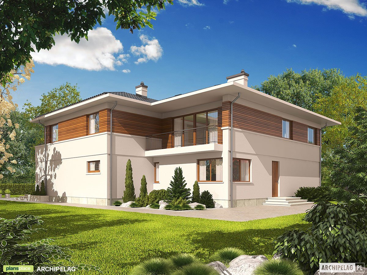 Divstāvu mājas projekts + pagrabu 368 m²: 4 Guļamistabas, Darba istaba, 4 Vannasistabas, Atvērta virtuve, Garāža