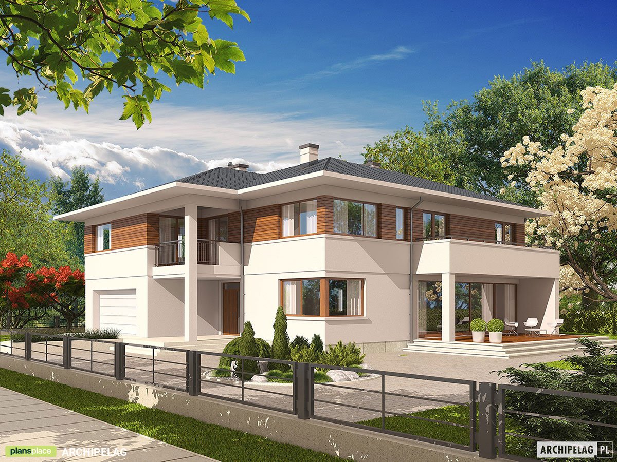 Divstāvu mājas projekts + pagrabu 368 m²: 4 Guļamistabas, Darba istaba, 4 Vannasistabas, Atvērta virtuve, Garāža