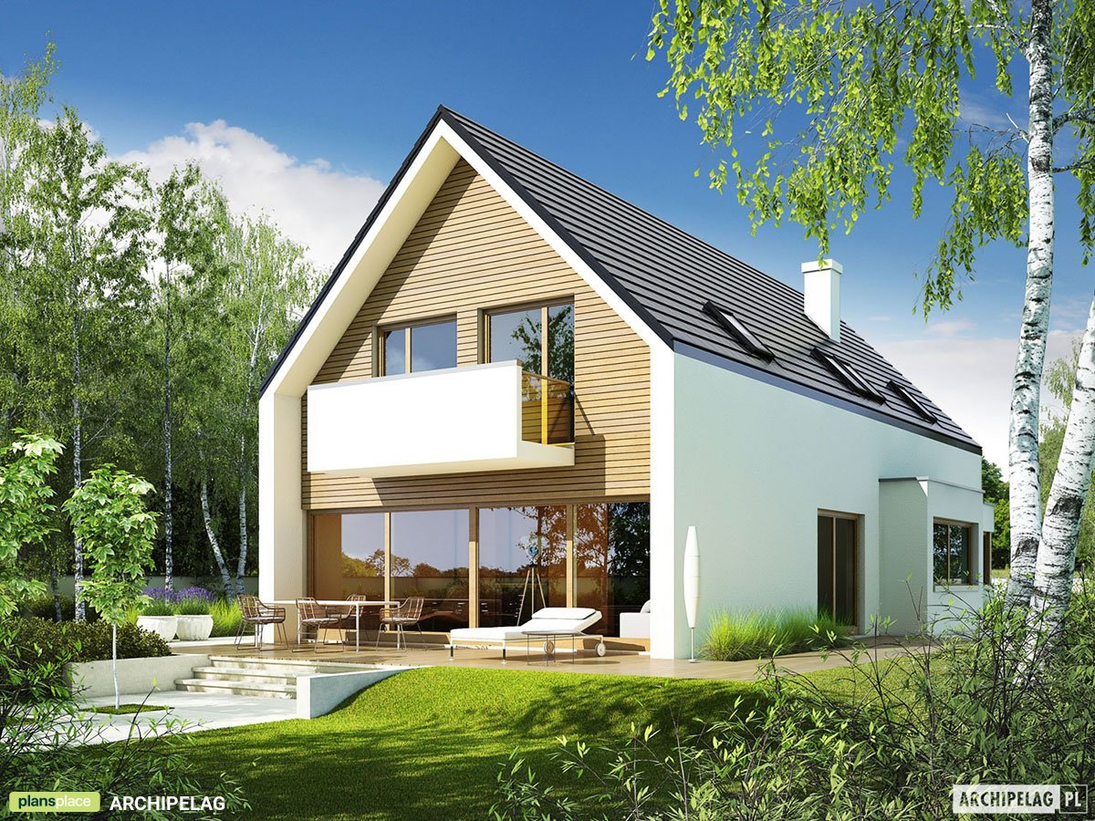Mājas projekts ar mansardu 195 m²: 3 Guļamistabas, Darba istaba, 3 Vannasistabas, Garāža
