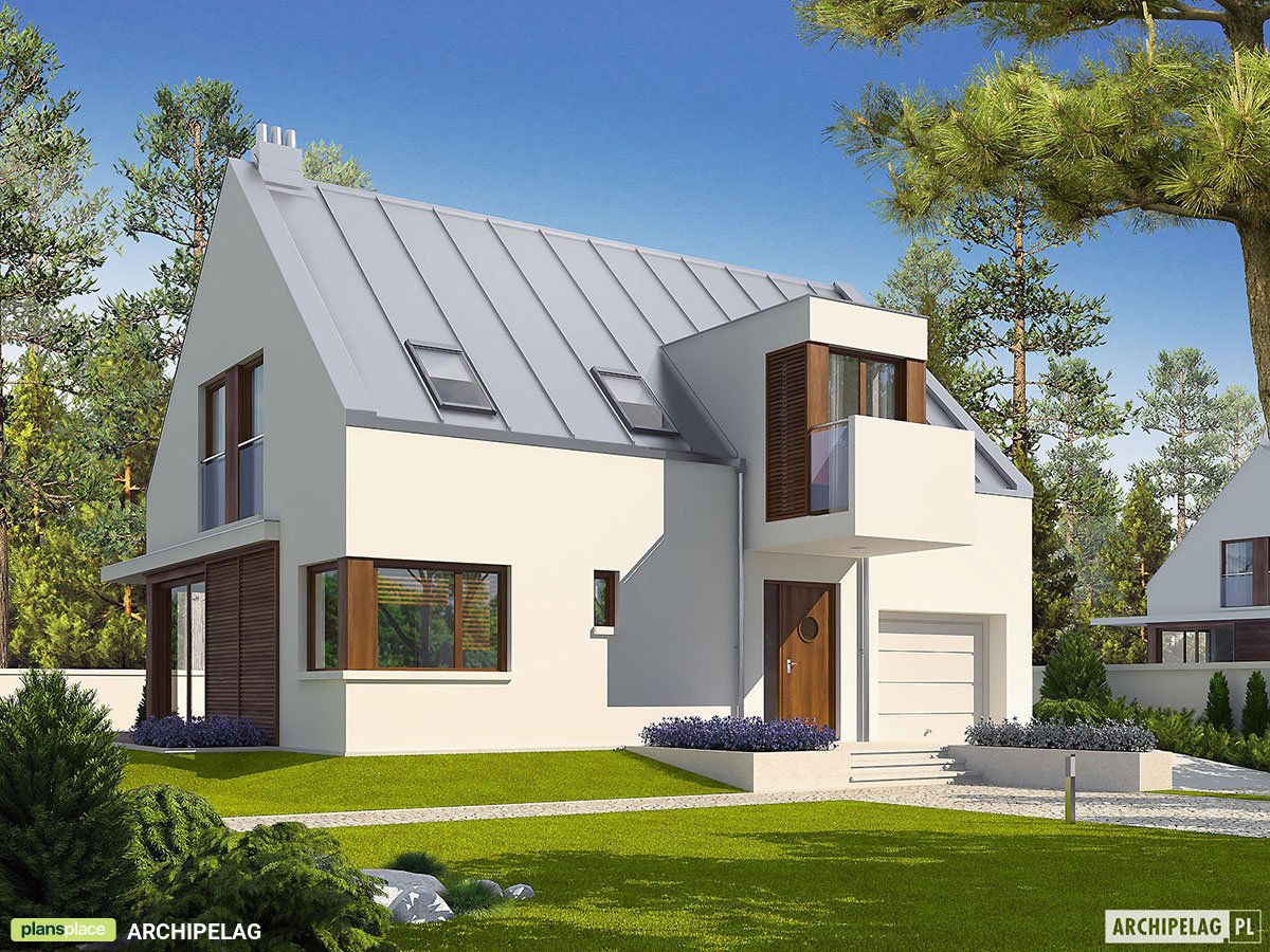 Mājas projekts ar mansardu 140 m²: 4 Guļamistabas, 2 Vannasistabas, Garāža