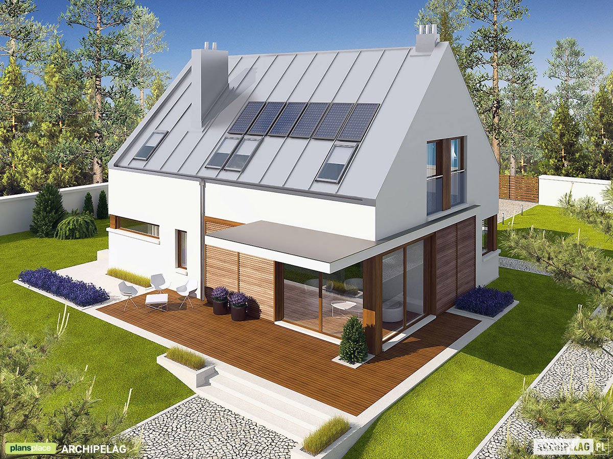 Mājas projekts ar mansardu 140 m²: 4 Guļamistabas, 2 Vannasistabas, Garāža