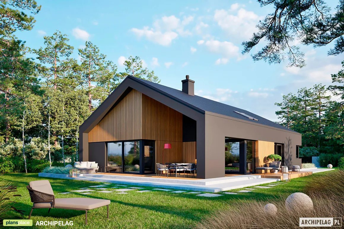 Vienstāva mājas projekts 180 m²: 3 Guļamistabas, Darba istaba, 2 Vannasistabas, bez Garāžas