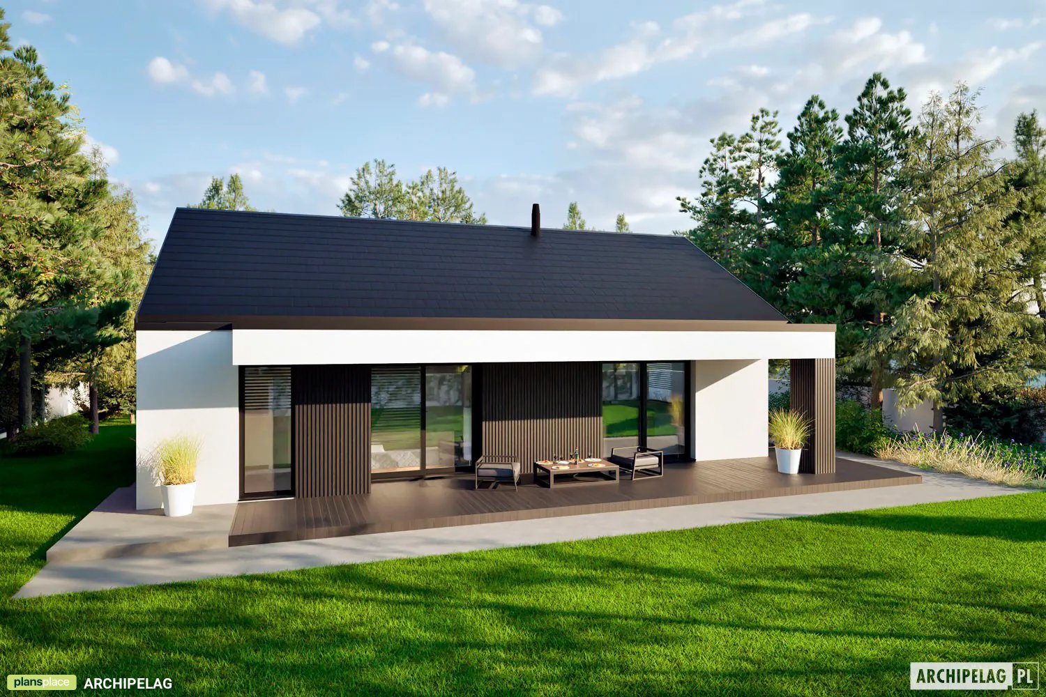 Vienstāva mājas projekts 94 m²: 3 Guļamistabas, 2 Vannasistabas, Atvērta virtuve, bez Garāžas