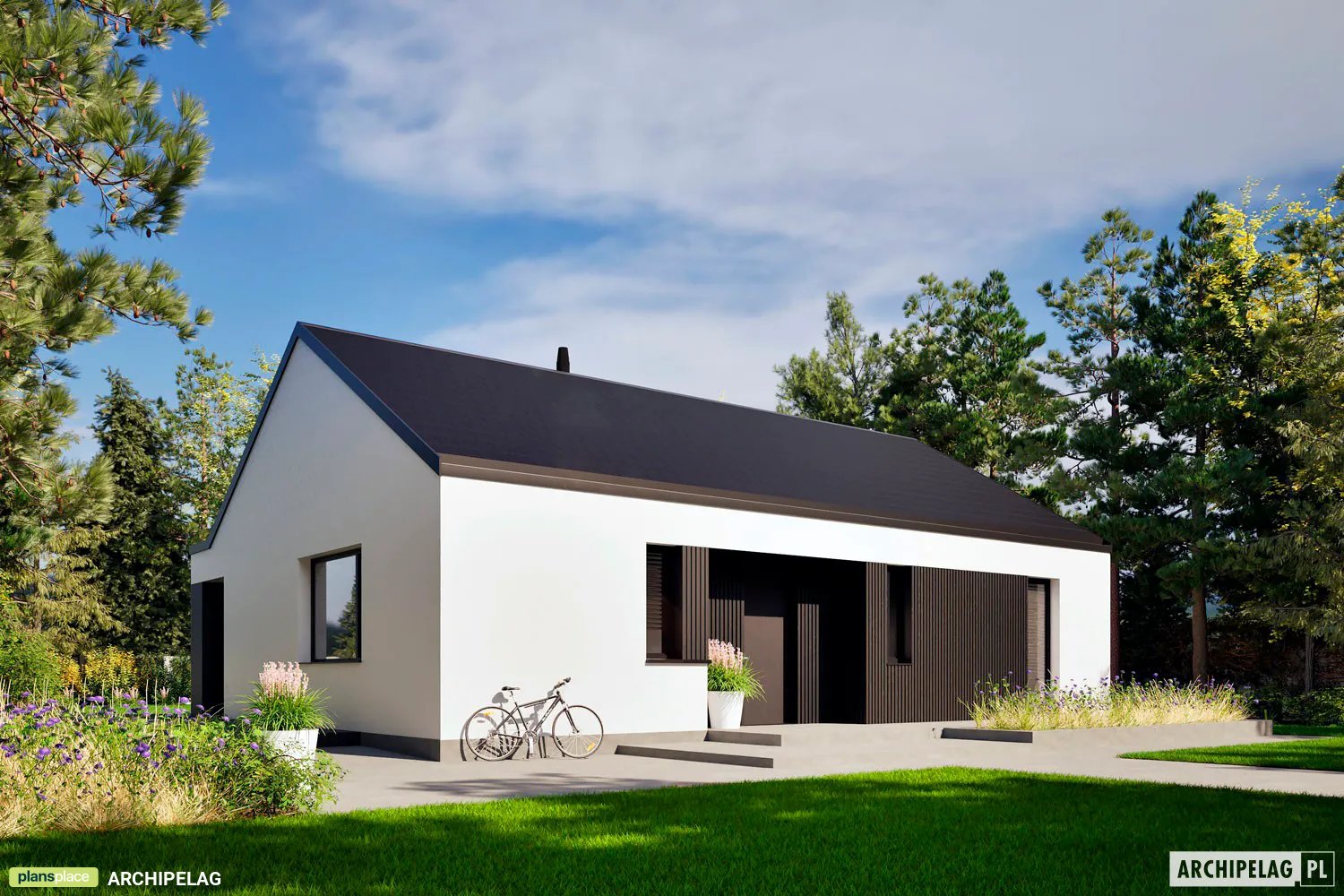 Vienstāva mājas projekts 94 m²: 3 Guļamistabas, 2 Vannasistabas, Atvērta virtuve, bez Garāžas