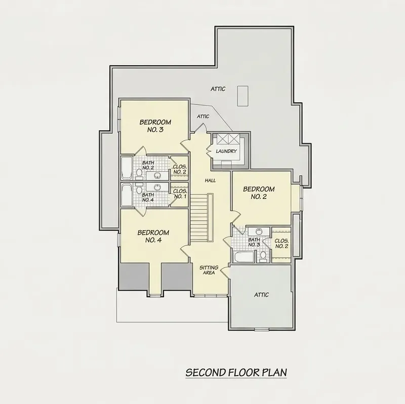 2. stāvs 9 – Mājas projekts ar mansardu 295 m², 4 Guļamistabas — 70856R