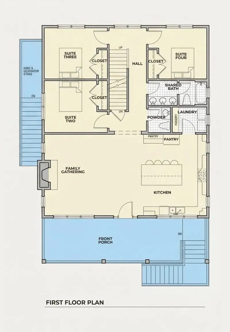1. stāvs 11 – Trīsstāvu mājas projekts 121 m², 4 Guļamistabas — 94231R