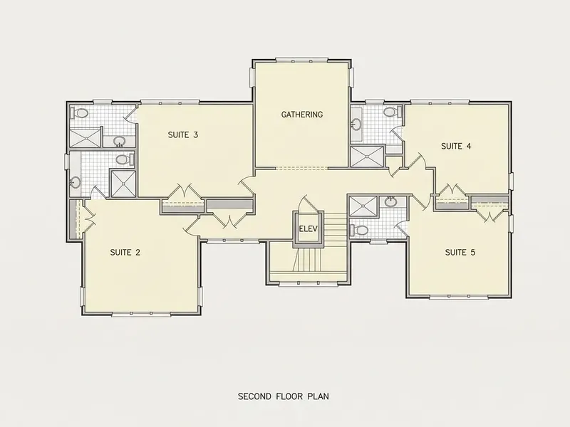 2. stāvs 10 – Trīsstāvu mājas projekts 341 m², 5 Guļamistabas — 96890R