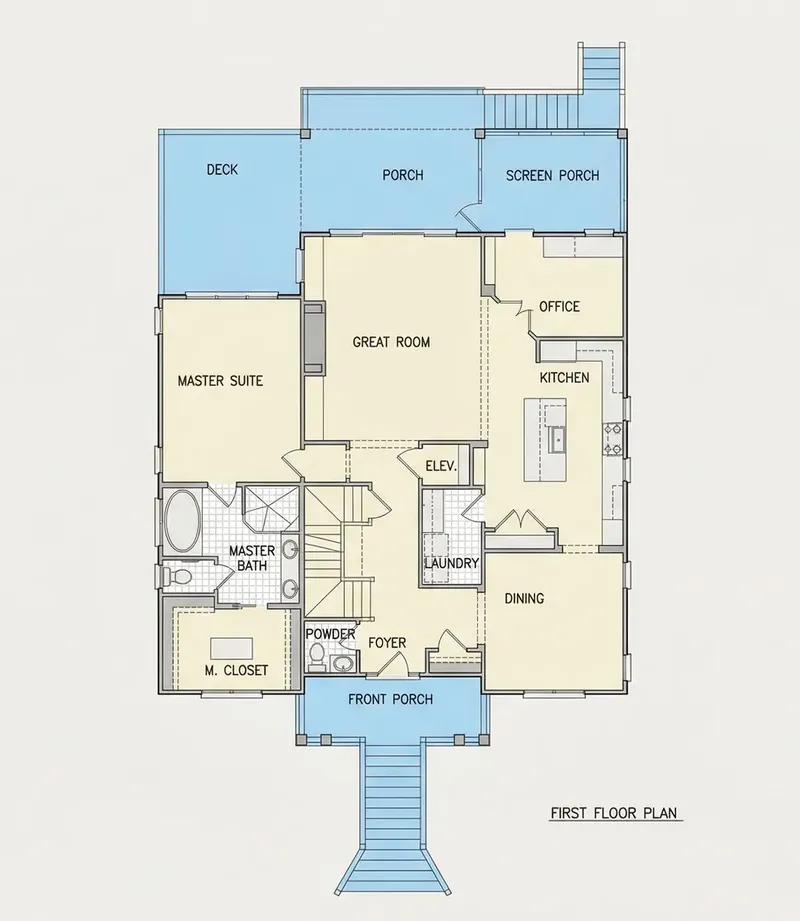 1. stāvs 25 – Trīsstāvu mājas projekts 306 m², 4 Guļamistabas — 47749R