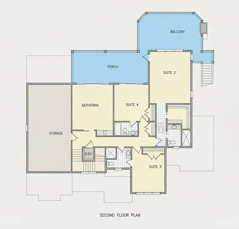 2. stāvs 10 – Trīsstāvu mājas projekts 392 m², 4 Guļamistabas — 81508R
