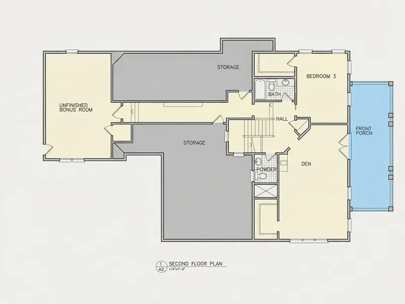 2. stāvs 12 – Divstāvu mājas projekts 396 m², 3 Guļamistabas — 68310R
