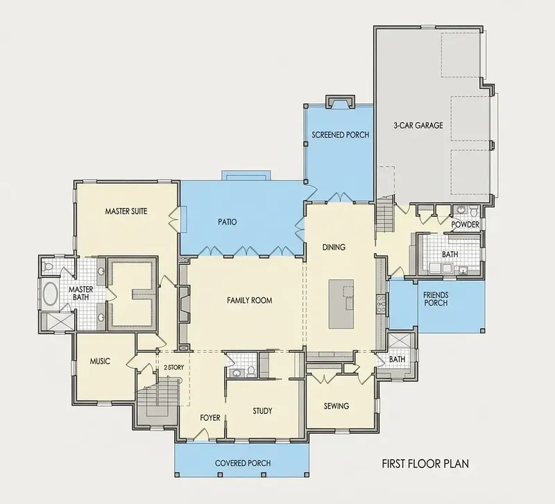 1. stāvs 20 – Trīsstāvu mājas projekts 522 m², 4 Guļamistabas — 95085R