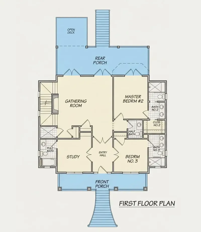1. stāvs 9 – Trīsstāvu mājas projekts 267 m², 3 Guļamistabas — 73259R