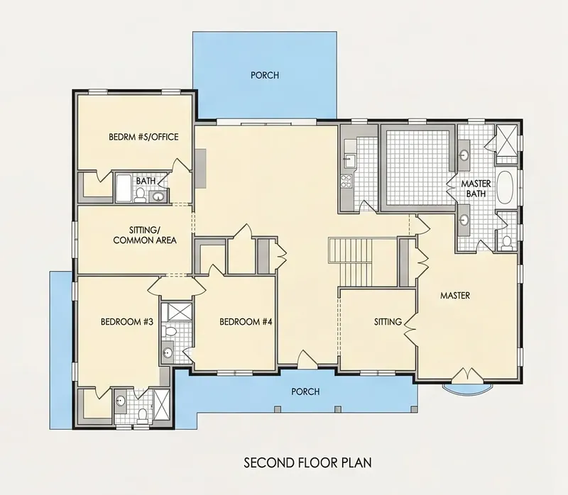 2. stāvs 12 – Divstāvu mājas projekts 646 m², 6 Guļamistabas — 35577R