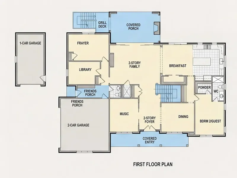 1. stāvs 11 – Divstāvu mājas projekts 646 m², 6 Guļamistabas — 35577R