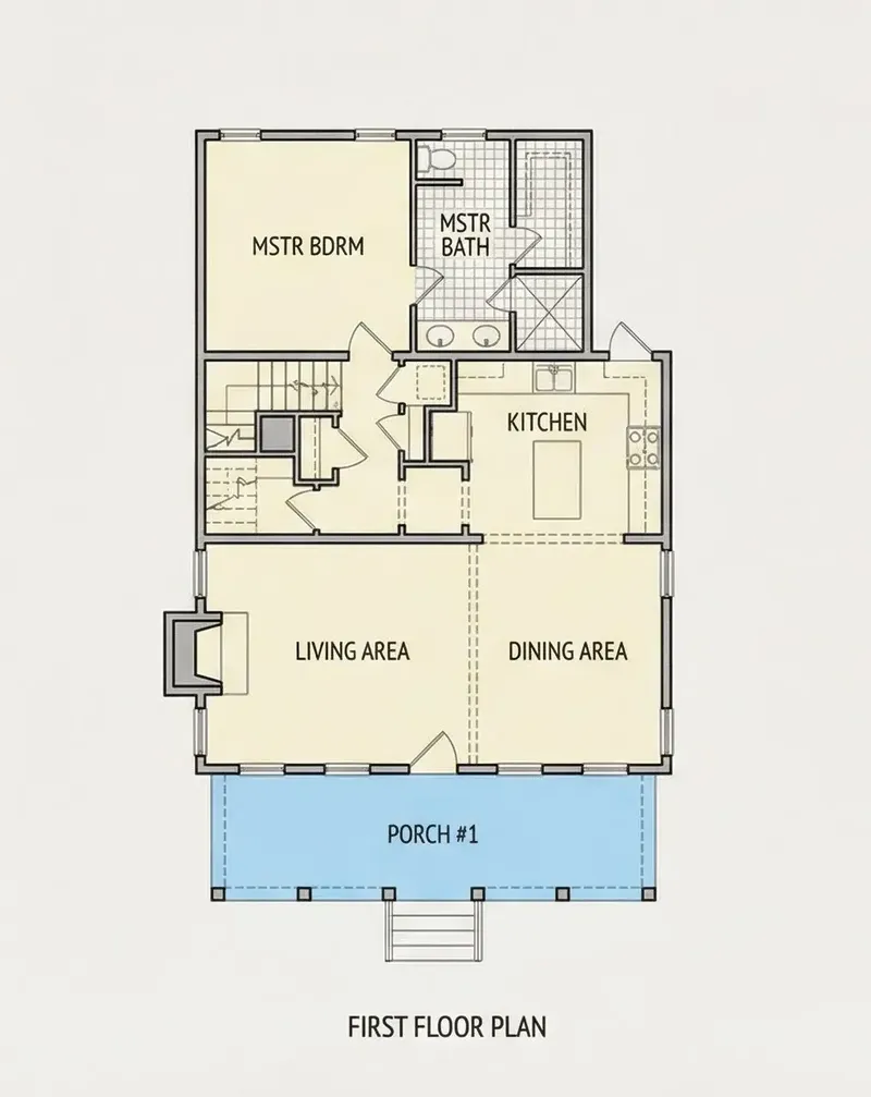 1. stāvs 9 – Mājas projekts ar mansardu 158 m², 3 Guļamistabas — 52914R