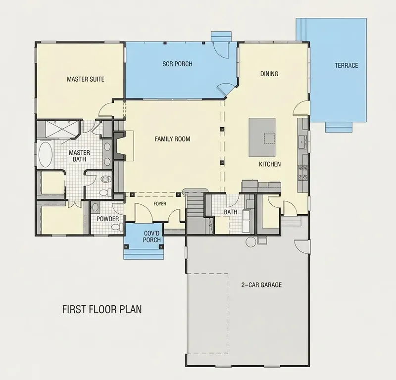 1. stāvs 9 – Mājas projekts ar mansardu 262 m², 3 Guļamistabas — 39612R