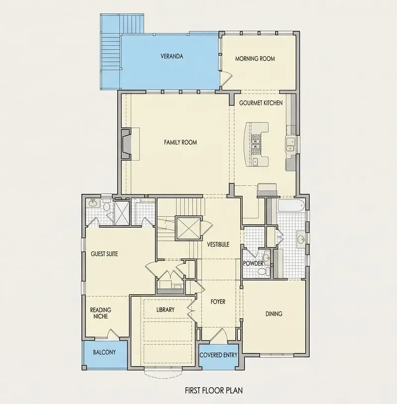1. stāvs 19 – Divstāvu mājas projekts 530 m², 5 Guļamistabas — 26217R